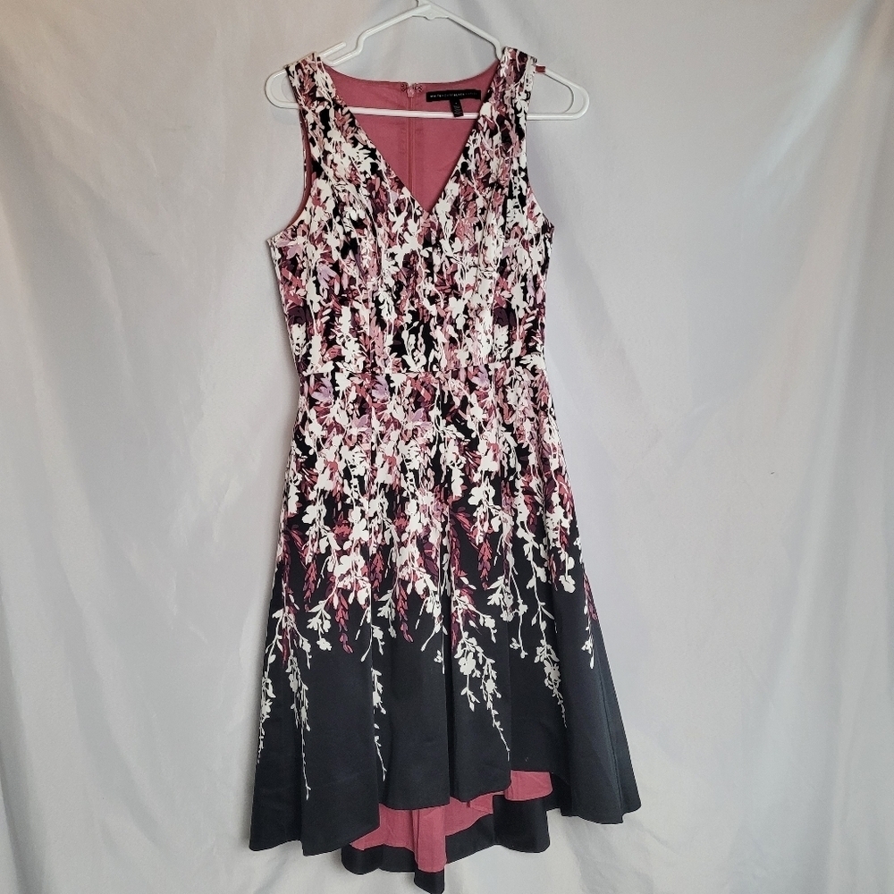 White House Black Market Fairycore Sleeveless Fit&Flare Floral High Low Dress 4